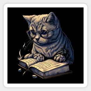 Book Worm Cat Sticker